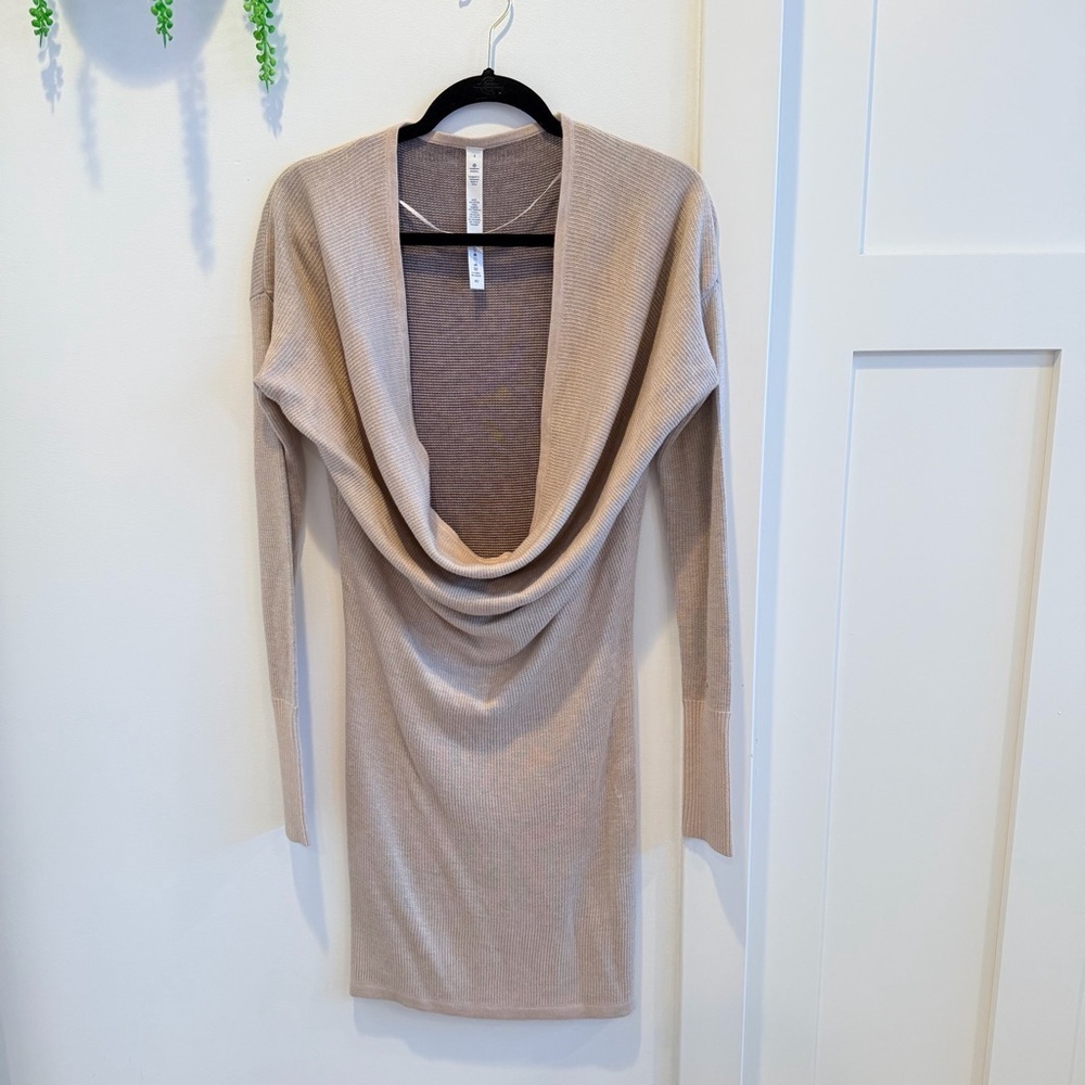 Lululemon Serenity Sweater Wrap Dress Heathered Cashew Wrap Shrug Top Women's 4